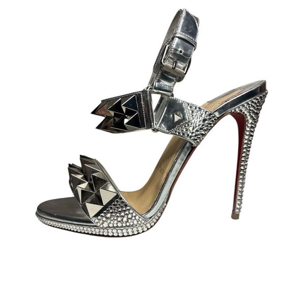 Christian Louboutin Miziggoo Strass Studded Sandal Heels 37 - Picture 3 of 16